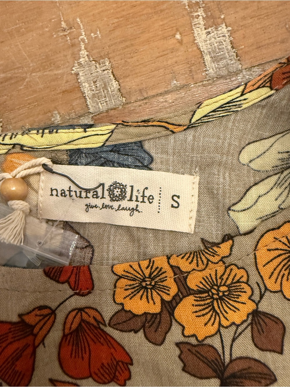 NATURAL LIFE Floral Tiered Dress in Olive with Yellow, Blue & Rust Flowers - Picture 6 of 12
